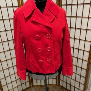 Hip length red jacket